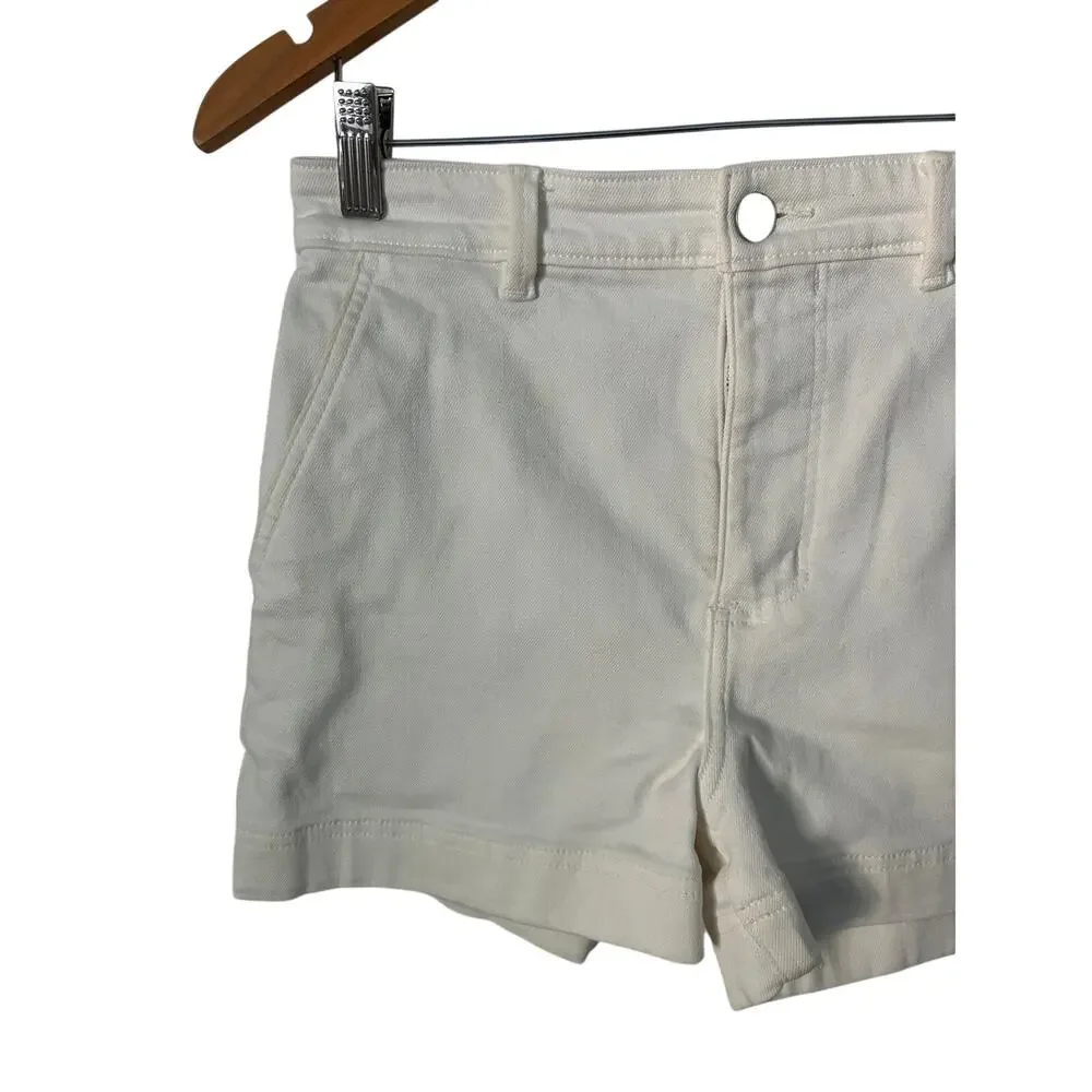 Everlane White Denim Casual Shorts High Waist Size 4